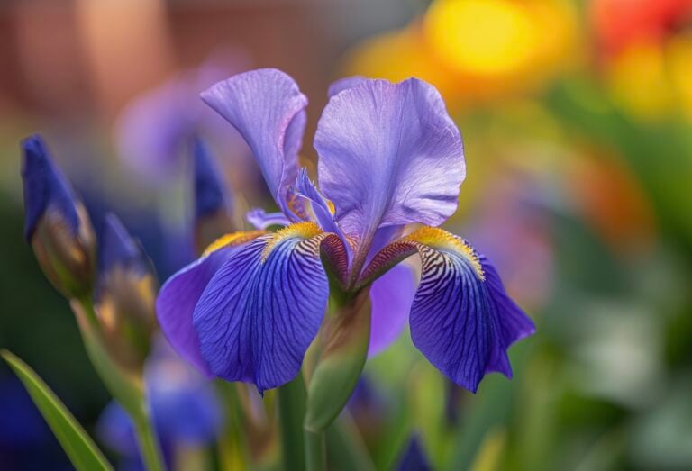 A purple iris flower in bloom