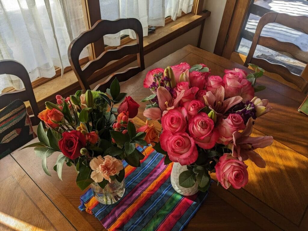 My bouqs flower arrangement on a table