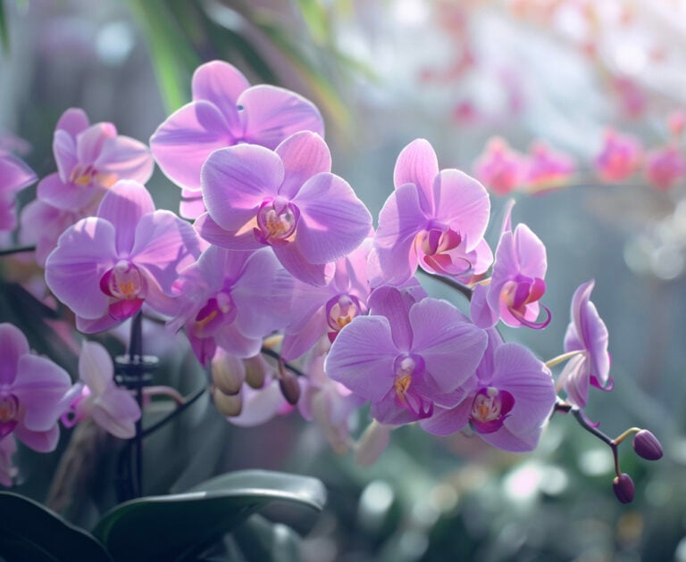Pink orchid flowers in bloom