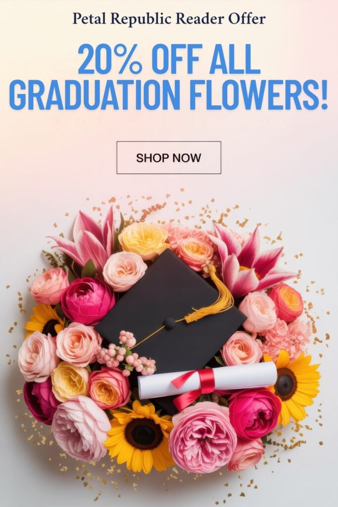 Petal Republic Reader offer 20% off all Graduating Flowers