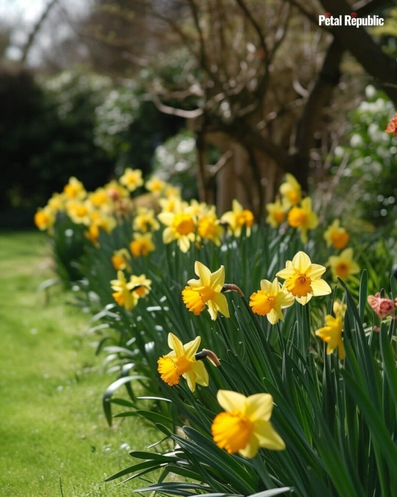 Spring Daffodils growing in a garden