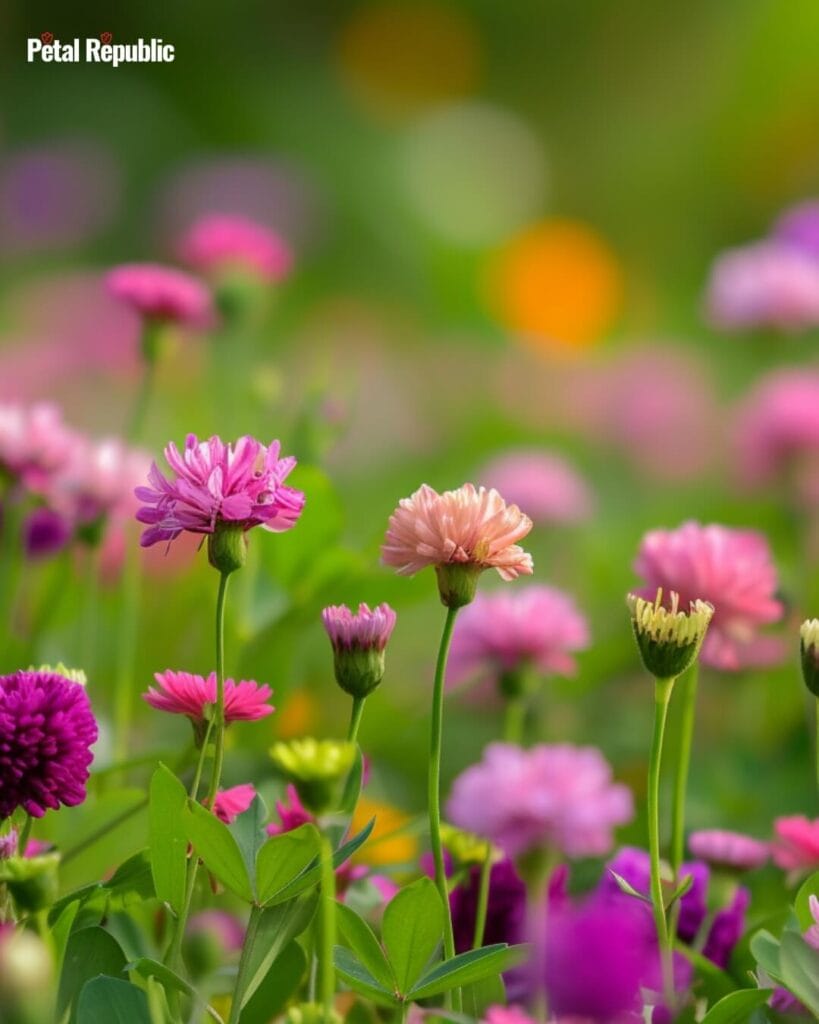 Pink garden flowers in bloom