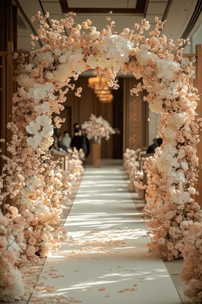 Modern Wedding Aisle Elegance in Soft Neutrals