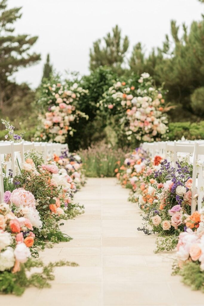 Vibrant Wedding Flower Aisle Garden Delight
