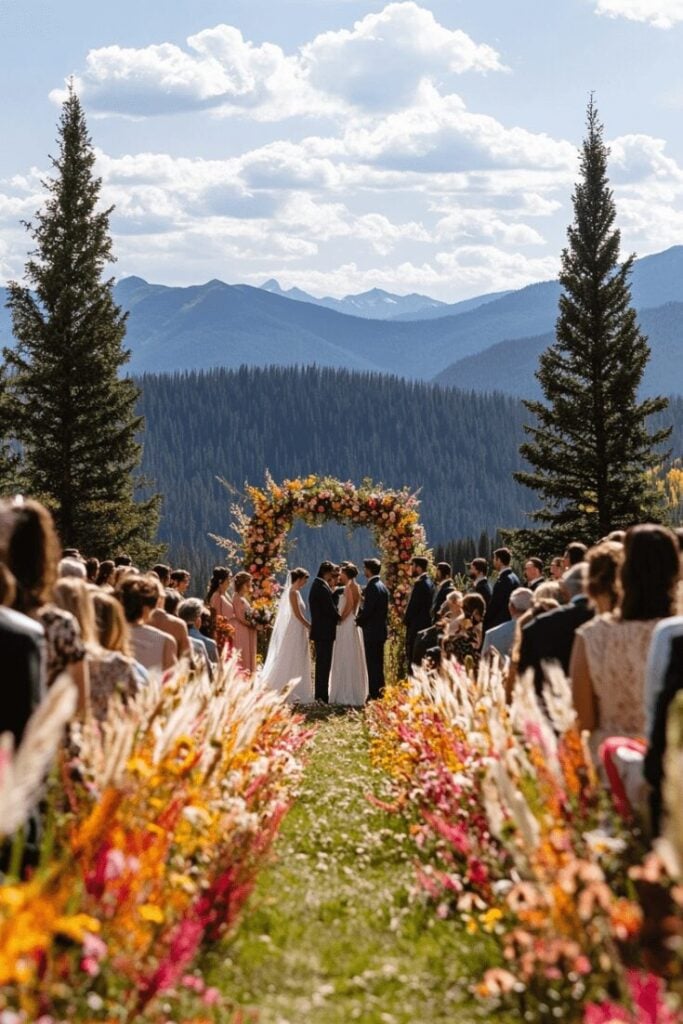 Alpine Wedding Flower Aisle Magic with a View