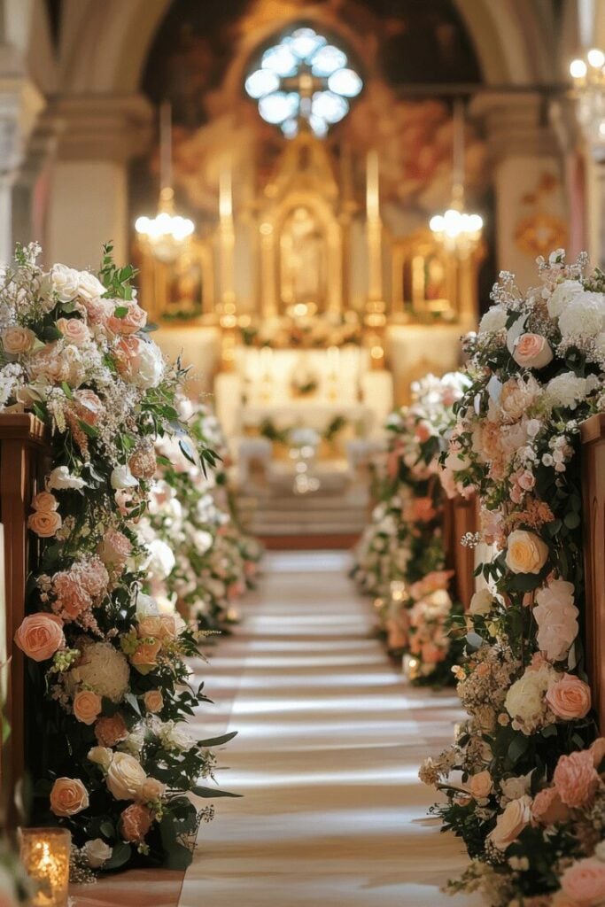Classic Church AIsle Elegance with Full Blooms