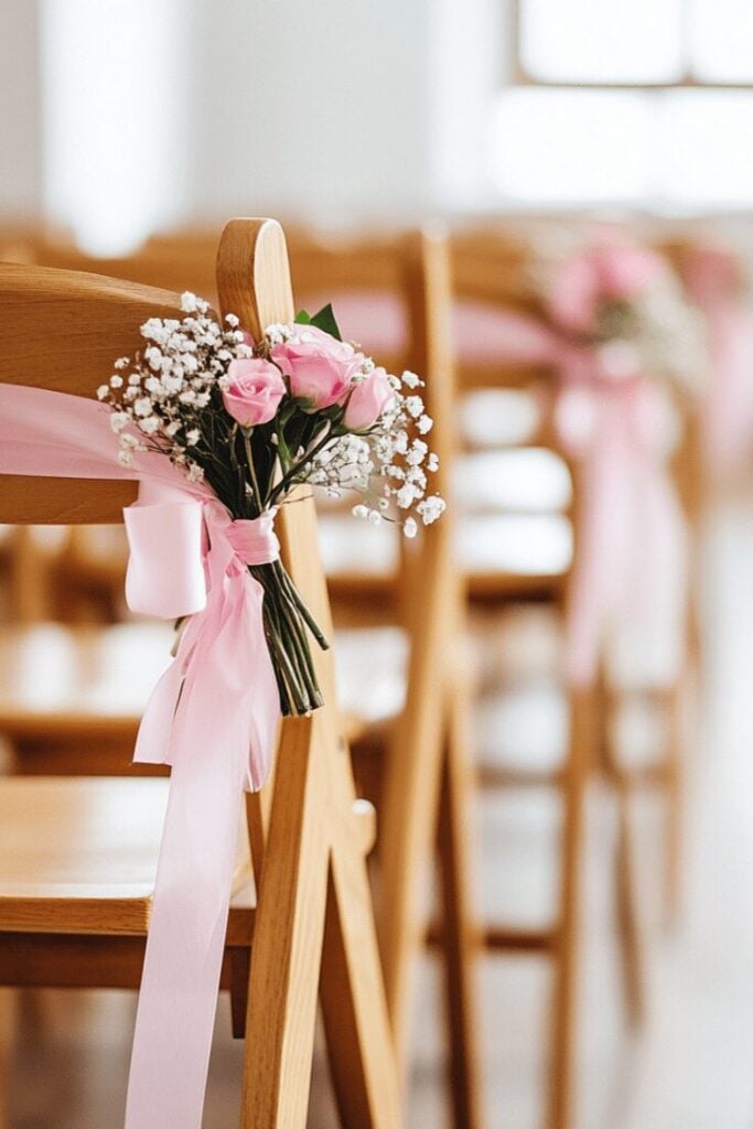 Pretty in Pink and Perfectly Intimate Wedding Aisle Flower Decor