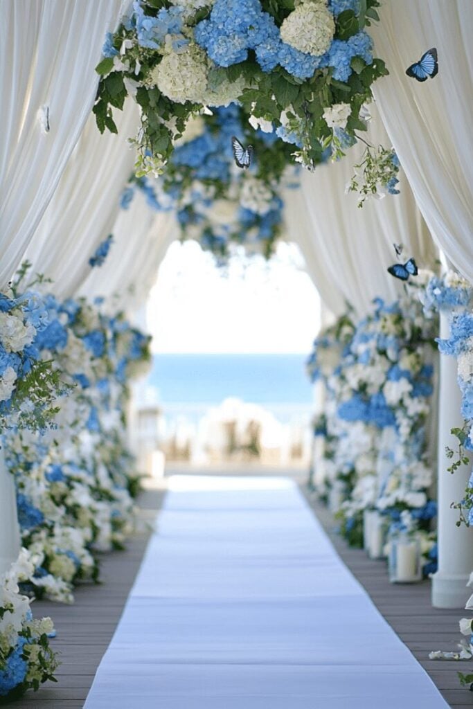 Seaside Wedding Flower Aisle Serenity with a Hint of Magic