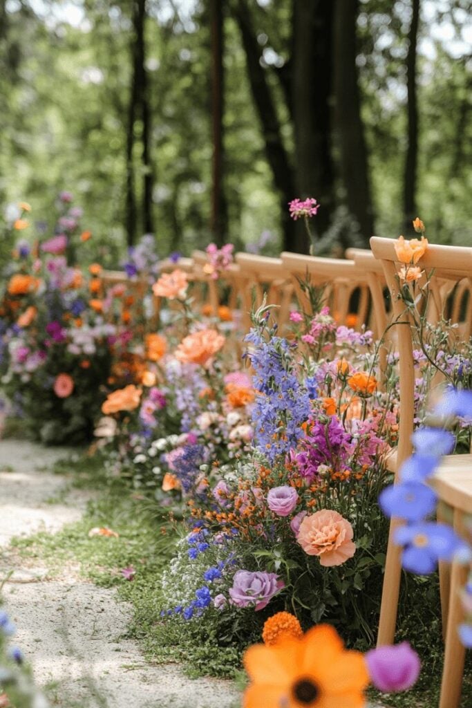 A Wildflower Floral Wedding Aisle Wonderland