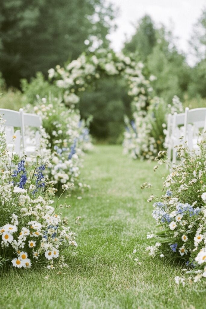 Meadow Chic with Rustic Wedding Flower Aisle Charm