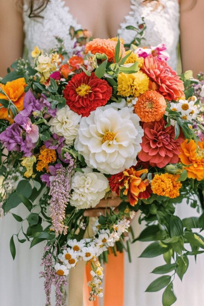 Cascading Wildflower Wedding Bouquet Delight