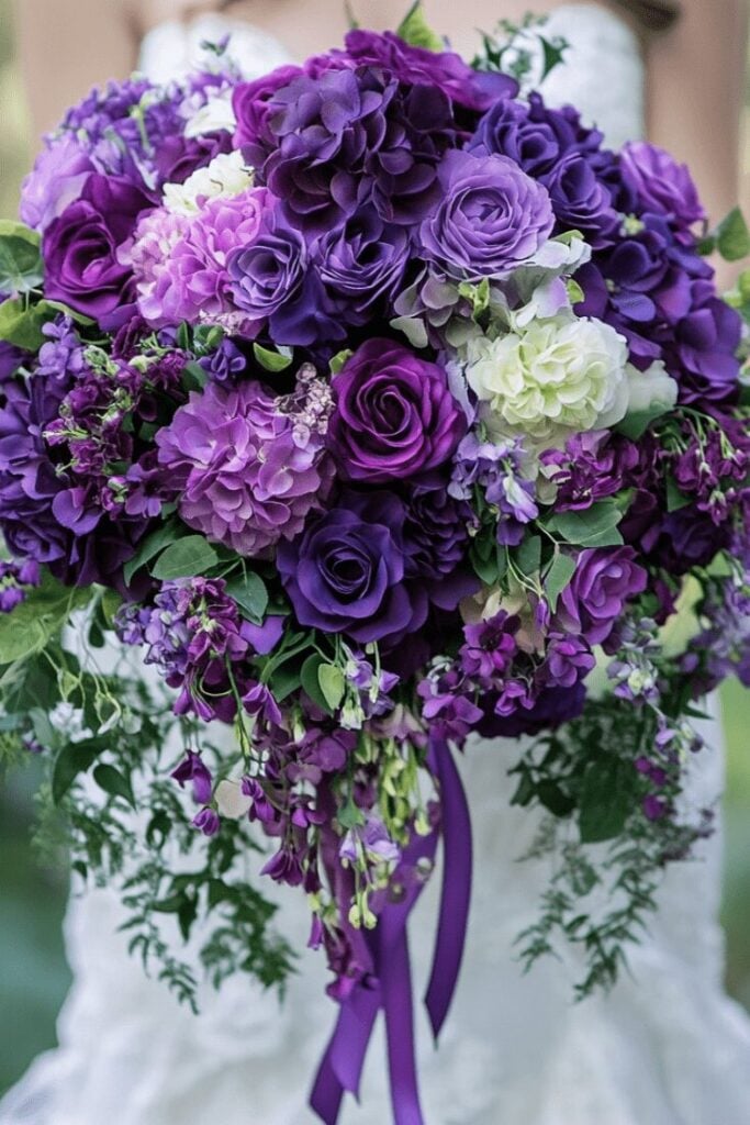 Plum Perfection Cascading Bridal Bouquet