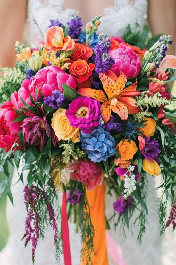 Colorful Celebration Cascade Bridal Bouquet