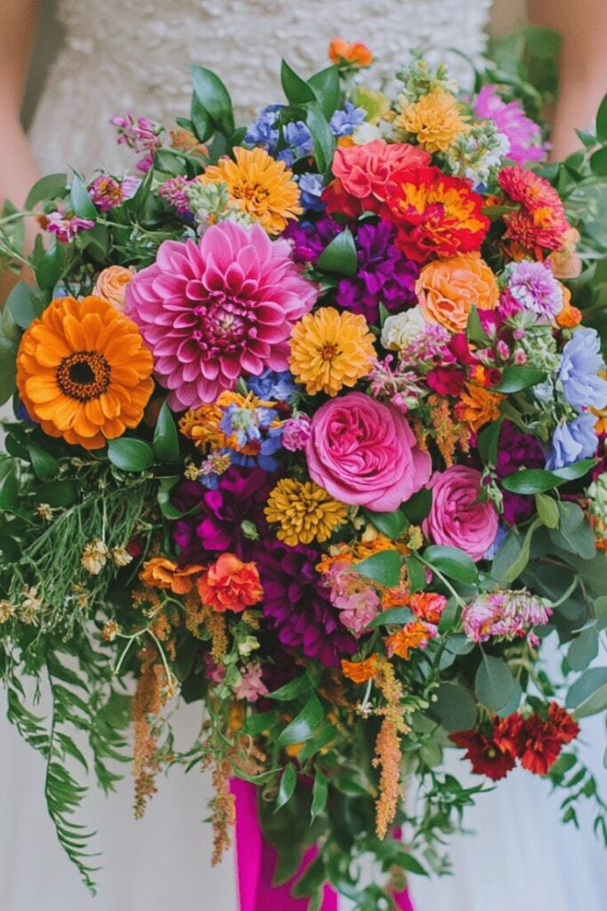 Wildflower Whimsy Cascading Wedding Bouquet