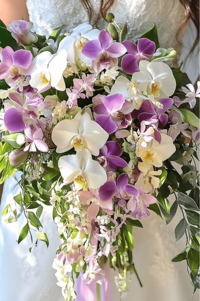 Orchid Dreamscape Cascading Bridal Bouquet