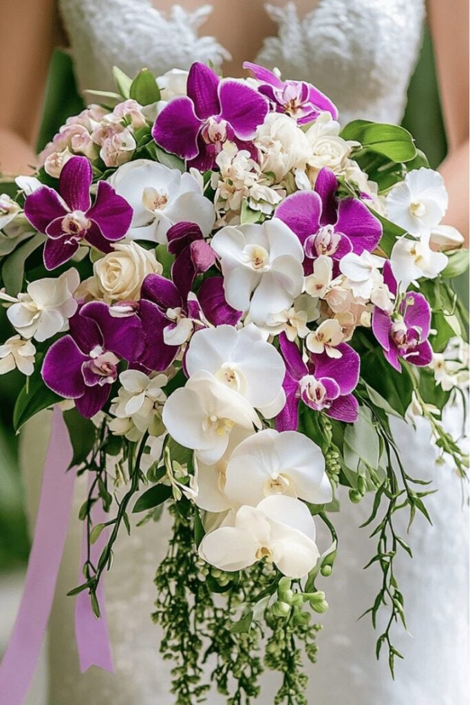 Regal Orchid Cascade Wedding Bouquet