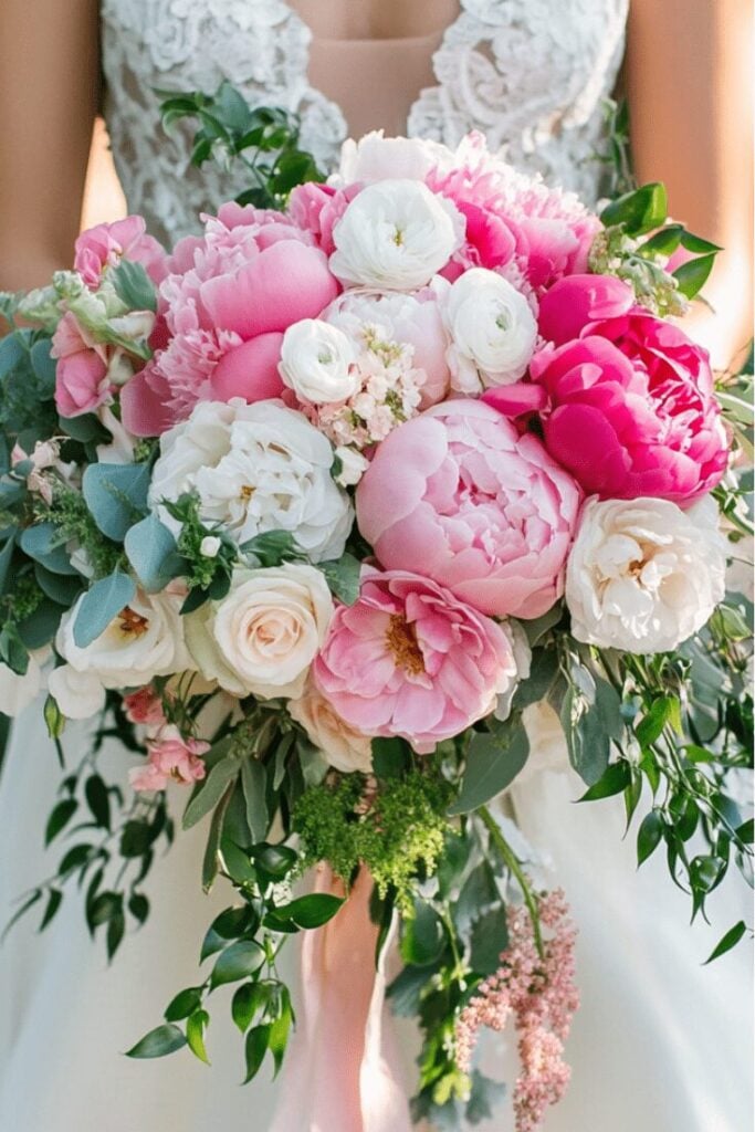 Blush Garden Cascade Wedding Bouquet
