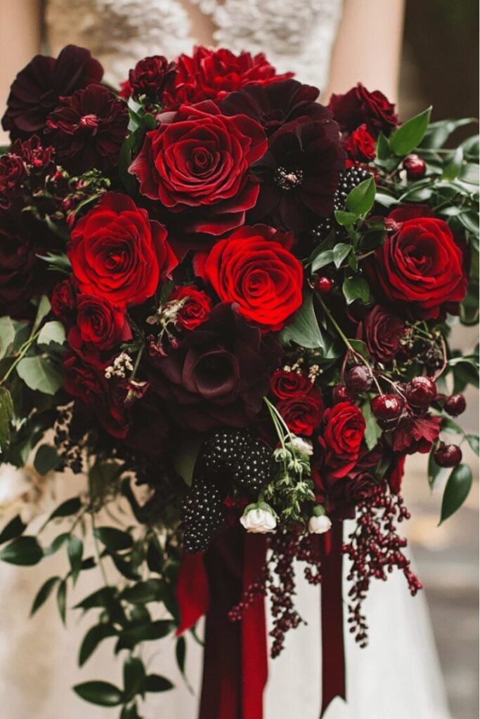 Crimson Passion Cascading Bridal Bouquet