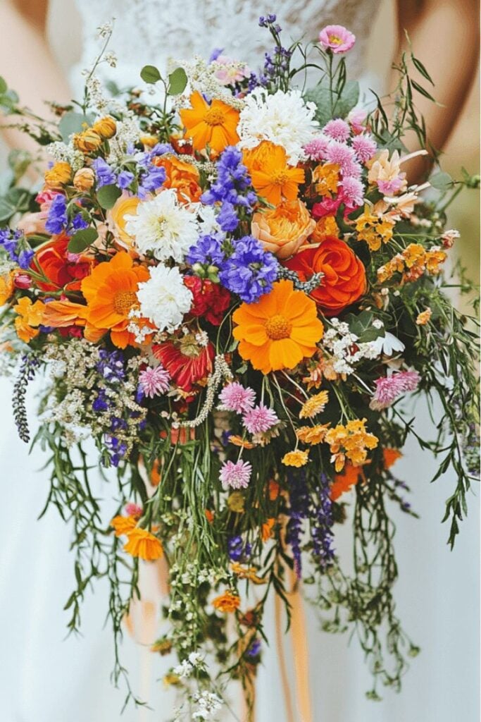 Wildflower Cascade Wedding Bouquet