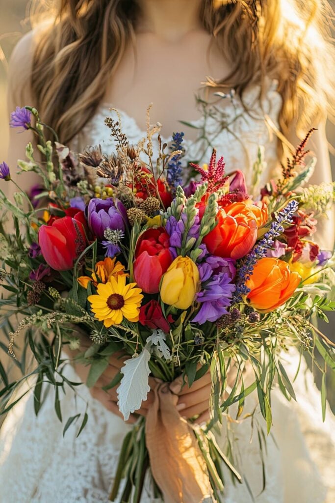 A Garden-Inspired Tulip Wedding Bouquet