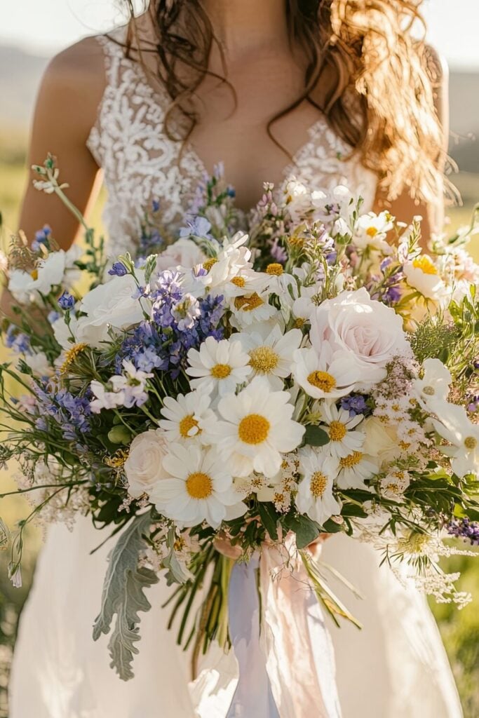 Whimsical White Rose Wedding Bouquet