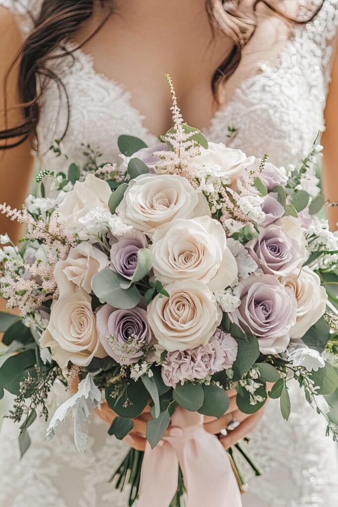 Blush and Lavender Rose Bridal Bouquet